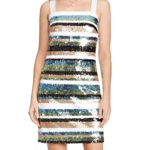 Vince Camuto Womens White Sequined Stripe Mini Tank Dress 4
